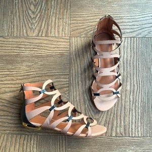 NEW Messeca Nude Leather Caged Sandal